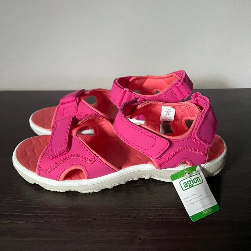 NWT Lands End Action Sandals Girls Youth Pink Kids agion Adjustable Straps